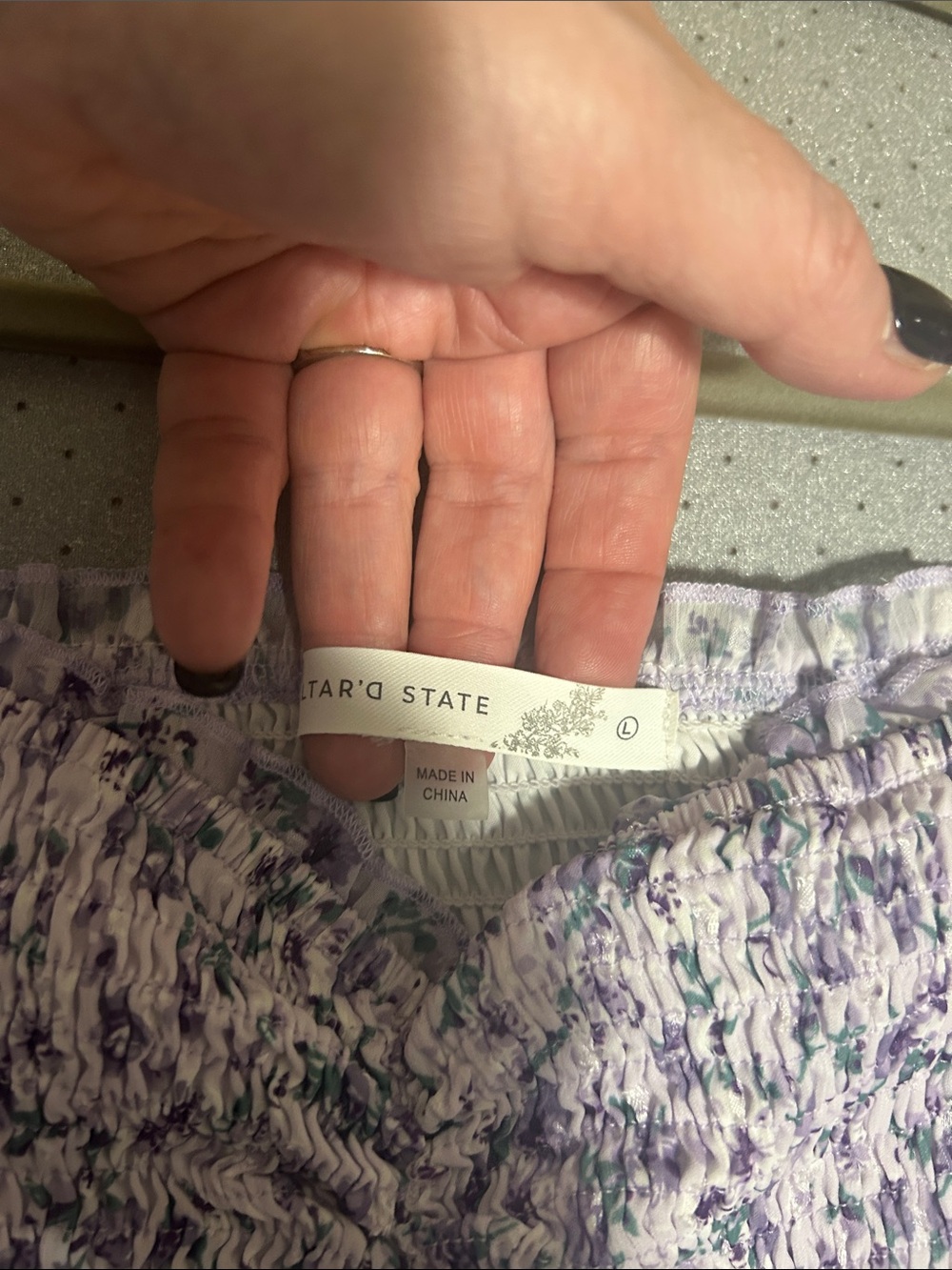 Altar’d State, Lavender Floral Smocked Dress, Size L - Picture 9 of 13